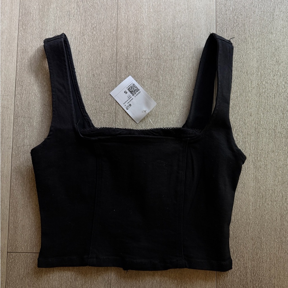 Forever 21 Black Square Neck Crop Top